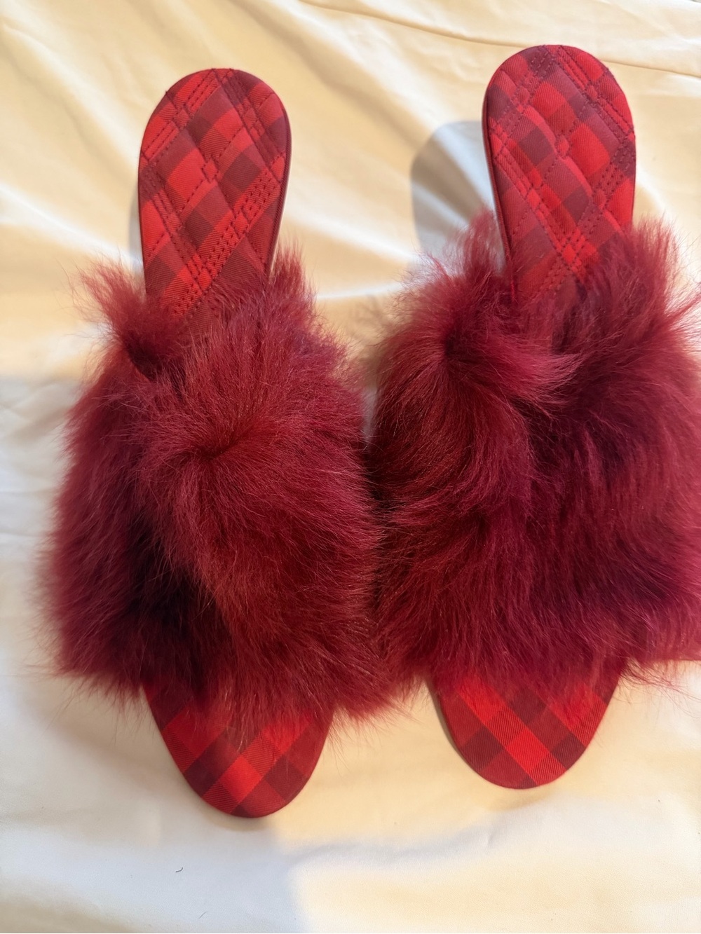 Burberry Red Fur Heels